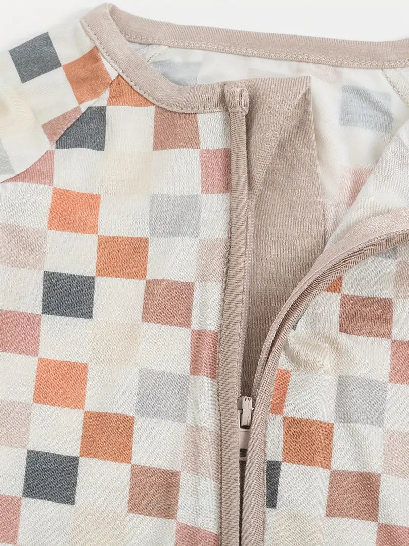 Checkered Color Bamboo zip