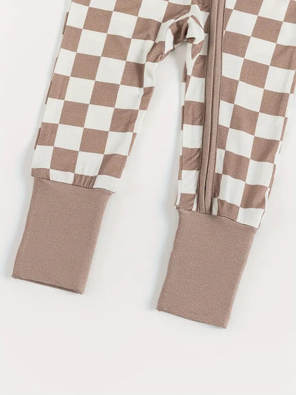 Checkered Brown Bamboo zip